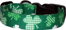 Green Patchwork Shamrock St. Patrick's Day Handmade Dog Collar