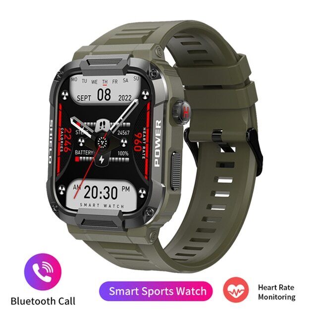 Rugged Military SmartWatch Men for Android iOS Fitness WaterProof AI Bluetooth