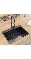 Glacier Bay Dual Mount Kitchen Sink W/ Spring Faucet Stainless Steel 33" Black N