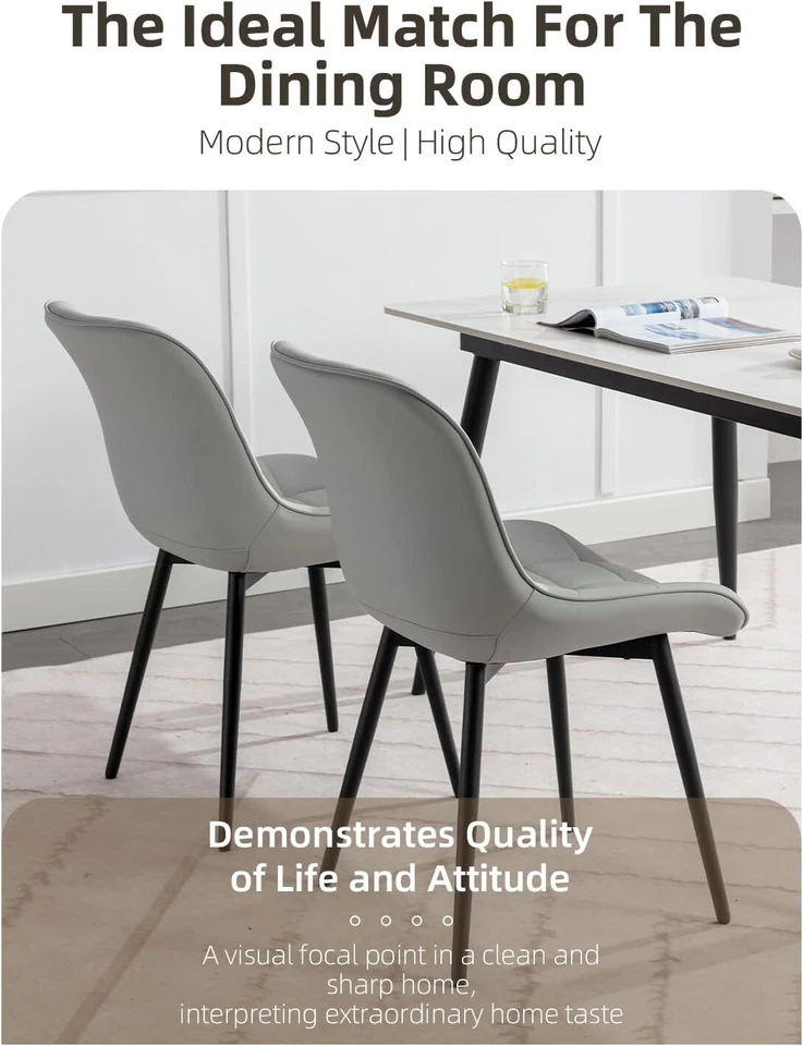 Mid-Century Dining Chair - PU Leather Upholstered Modern Side Chair - Image 2 of 4