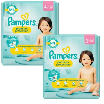 2 x 25 = 50 Stück Pampers Premium Protection Windeln Größe 4 Maxi 9-14kg Baby