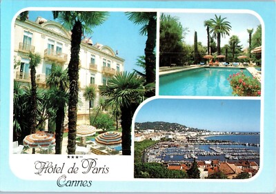 Multiple Views of Hotel De Paris & Seaside Cannes France Postcard