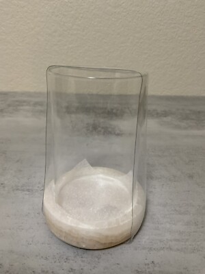 The Threadery Marble Ivory Bathroom Tumbler Rinse Set Cream Onyx Base Glass Cup
