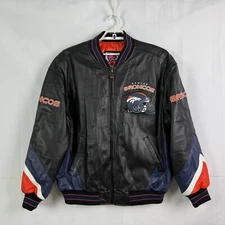 Vintage Denver Broncos Football Men's XL Black Leather Jacket G-III Carl Banks