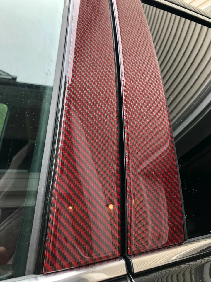 Postes de pilar de fibra de carbono rojo pilares B 6 piezas para Acura RLX 2014-2020 Foto 3 de 4