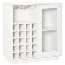 HOMCOM Mobile Portabottiglie per 20 Vini con Porta Calici e Armadietto Bianco
