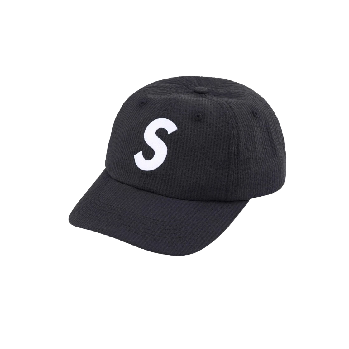 Supreme Seersucker S Logo 6 panneaux noir   24SS