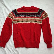 Vintage Townsley Red Fair Isle Knit Sweater Youth L Acrylic Winter Nordic Patter