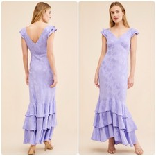 RIXO Ossy Jacquard V-Neck Maxi Dress in Lilac MSRP $395 Sz 4