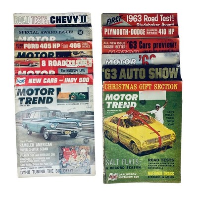 Lot of 11 Motor Trend Magazine 1962 January - March, May - December
