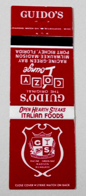 GUIDO'S RESTAURANTS MATCHBOOK COVER * RACINE, WISCONSIN & PORT RICHLEY, FLORIDA
