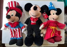 Vintage Disney Mickey Mouse Plush Lot 3 16  Dolls Valentine Uncle Sam Sorcerer