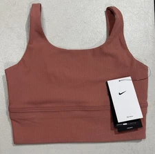 Nike Women's Zenvy Ribbed Light-Support Non-Padded Sports Bra in Cayon Pink NWT