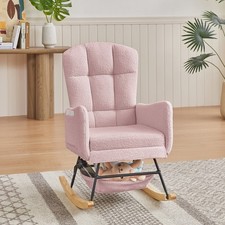 Teddy Rocking Chair High Back w/ Hidden Storage Metal Frame 250 lbs for Nursery