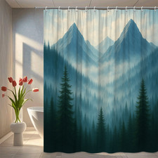 Mountain Landscape Shower Curtain for Bathroom Decor