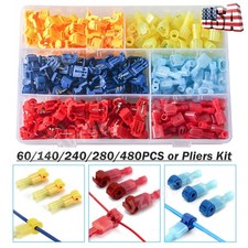 60/480PCS Quick Splice T-Tap Crimp Terminal Kit Cable Electrical Wire Connectors