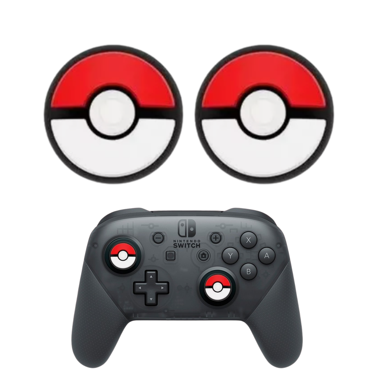 2x Red Pokiball Thumb Grips For Nintendo Switch Pro Controller
