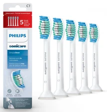 5 Pack Simplyclean (C1) Replacement Toothbrush Heads for Philips Sonicare
