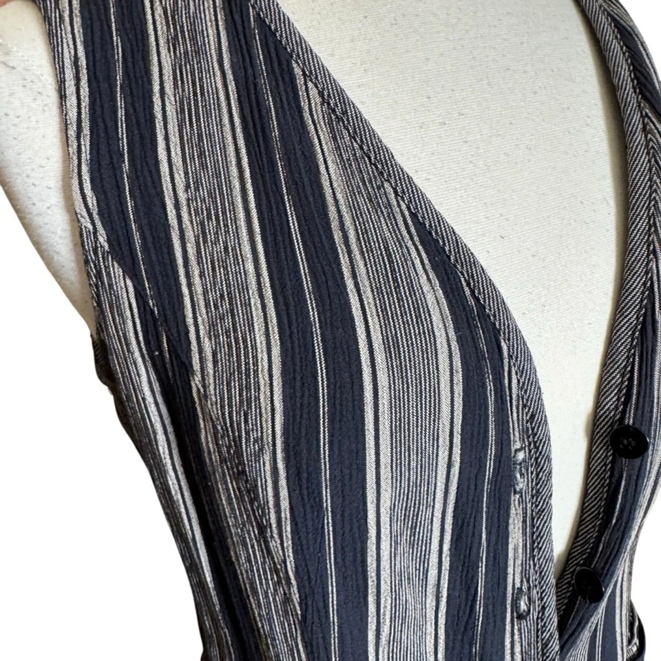 Chaleco Vintage Express Rayas Botón Frontal Mujer Mediano Foto 4 de 4