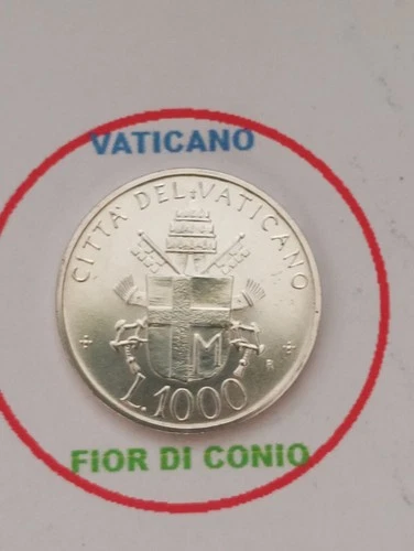 Coin VATICAN CITY 1000 Lire John Paul II 1992 SILVER UNC (VC50)