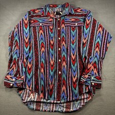 VTG Frontier Series Western Shirt Mens S Multi Striped Long Sleeve Button Up USA