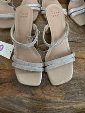 A New Day Women's Chunky Block High Heel Slip On Sandals Leather