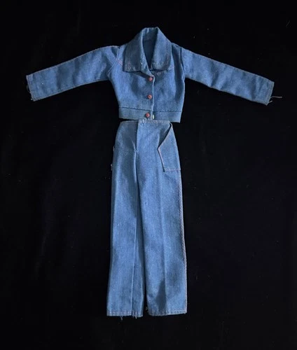 Vintage 1970s Kenner Dusty Doll Cowboy Blue Denim Outfit - Jeans and Shirt