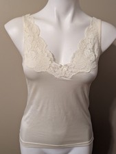 Vintage Vanity Fair IVORY Camisole/Tank Top Wide Straps/Lace Size: 36