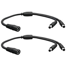 12V DC Power Splitter 5.5mmx2.1mm 1 Female to 1 2 Male, Black 2pcs