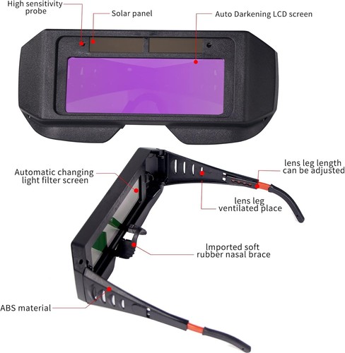 Professional Solar Powered Auto Darkening Welding Glasses - Dual Sensor Design - Picture 5 of 9