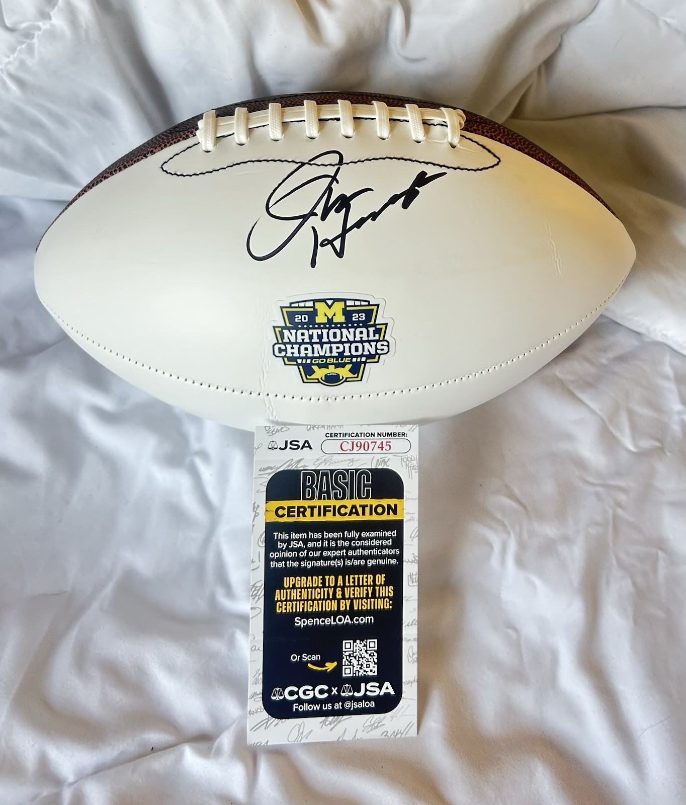 Jim Harbaugh Autographed Signed Michigan Wolverines 2023 National Champions Football JSA COA 
