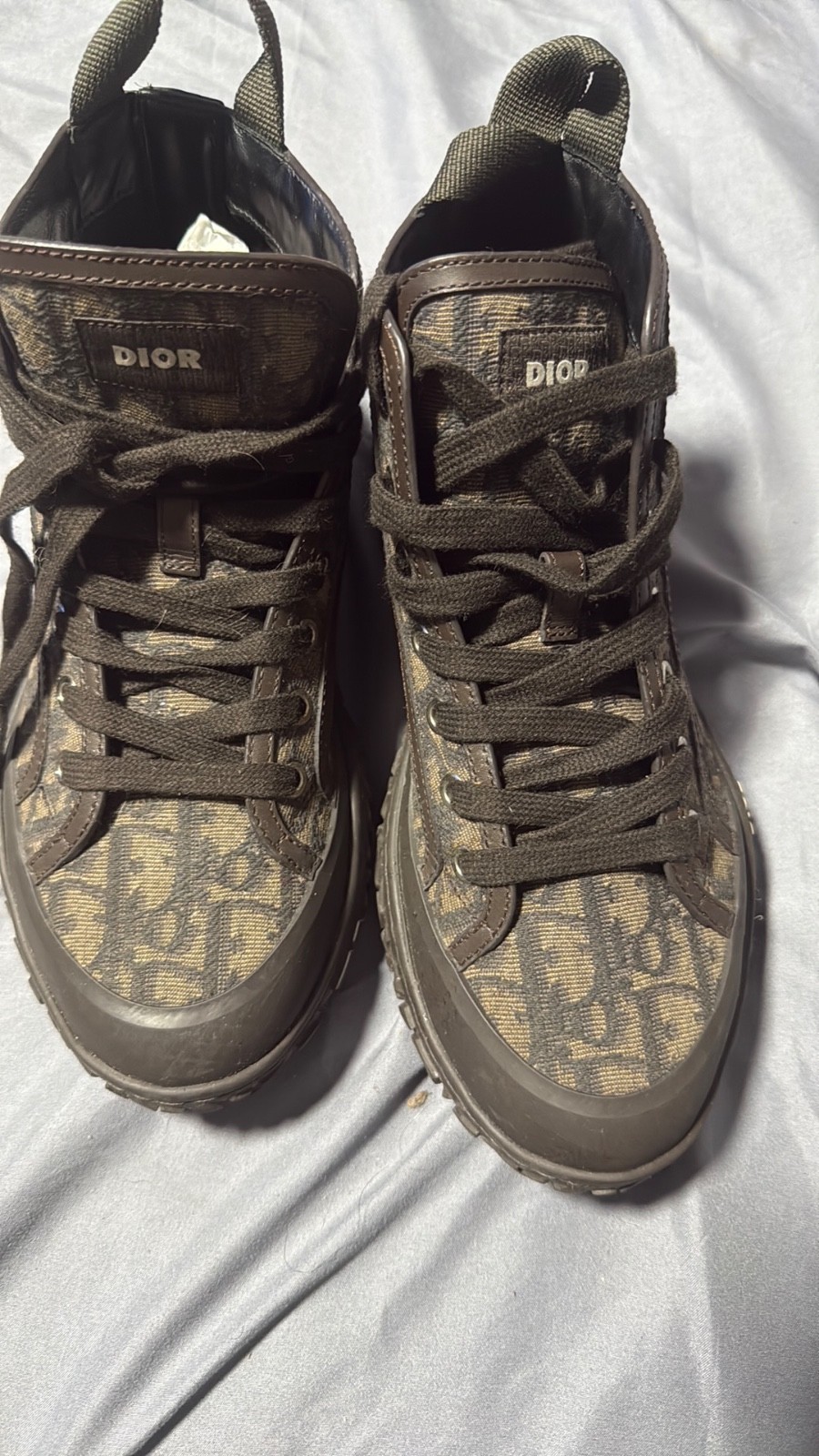 Dior Monogram Embroidered High Top Sneakers for Men and Women