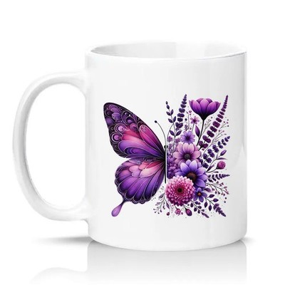 Lila Schmetterling Damen 11 Unzen Keramiktasse Blumen Natur Geschenk für sie für sie
