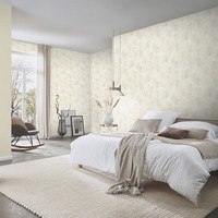 Vliestapete Blattmuster Ginkgo Floral Creme Glitzer Effekt 10470-14 (3,19€/1Qm)