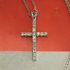 Christmas Sale Moissanite Cross Pendant Solid 14K White Gold Round Cut 1.50 CT