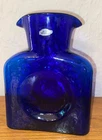 Blenko Handcrafted Art Glass Cobalt Blue Water Pitcher with Double Spout