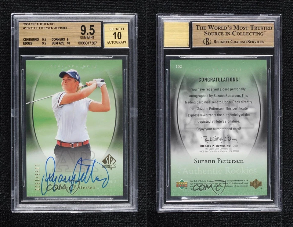 2004 SP Authentic 1058/1500 Suzann Pettersen BGS 9.5 GEM MINT Rookie Auto RC - Image 3 of 3