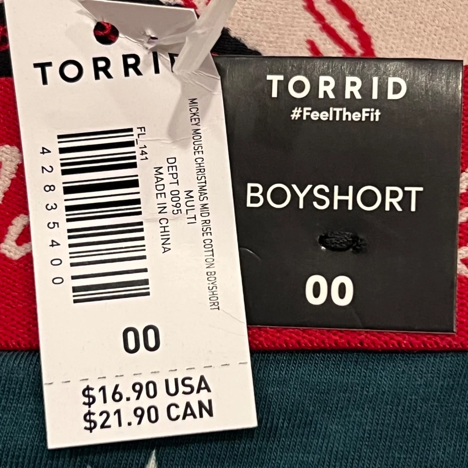 NUEVO CON ETIQUETAS TORRID Boyshort Pantie Talla 00X-0X-1X-2X-3X-4X Disney Mickey Minnie Navidad Foto 4 de 4