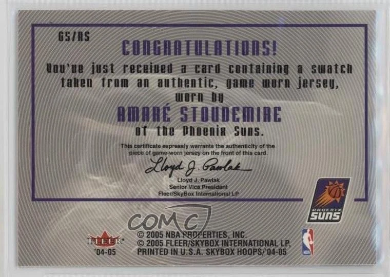 2004-05 NBA Hoops Great Shots Blue Jerseys Amare Stoudemire #GS/RS - Image 2 of 2