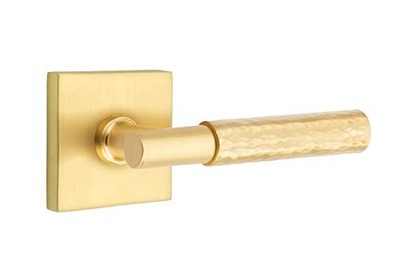 Emtek Select Privacy, Square Rosette, T-Bar Stem, Hammered Handle US4 RH