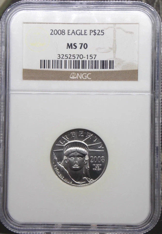 2008 $25 Platinum Eagle • NGC MS70 • PERFECT 70 Mint State (Low Mintage date) - Image 3 of 4
