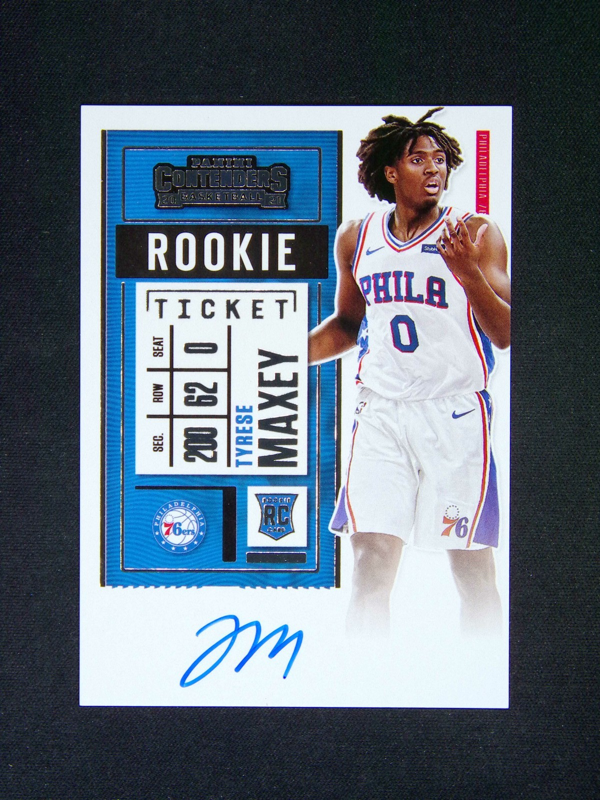 2020-21 Panini Contenders Tyrese Maxey RC Rookie Auto Ticket