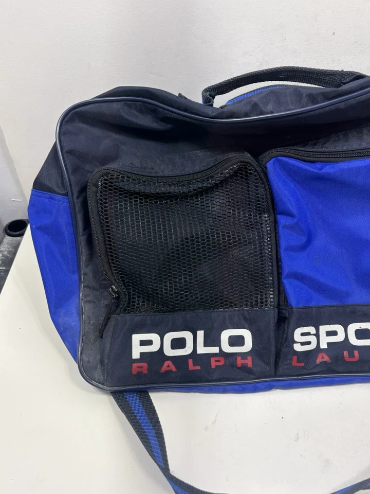 De colección Ralph Lauren Polo Deporte Gimnasio Bolso de Lona Spellout Bandera Azul Nylon Foto 2 de 4