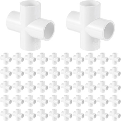 50 Pcs 4 Way Cross PVC Fittings 1/2 Inch, SCH40 Furniture Grade PVC Pipe Connect