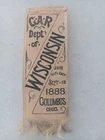 1888 WISCONSIN TO COLUMBUS OHIO GAR CIVIL WAR GRAND ARMY REPUBLIC REUNION RIBBON