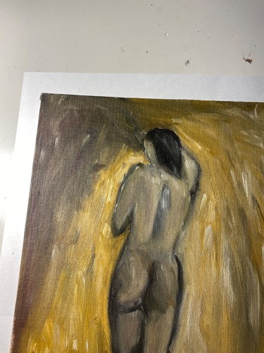 Vintage Nude Woman Painting Oil on board 12 X 9 inches Signed - Picture 3 of 7