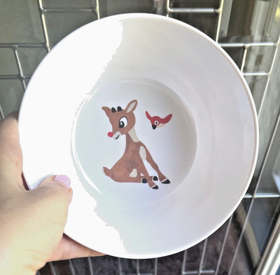 Disney Pottery Barn Rudolph Reindeer Clarice Christmas bowl holiday gift party 