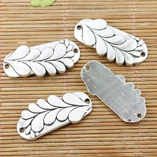4pcs tibetan silver curved leaf branch design connector EF1404