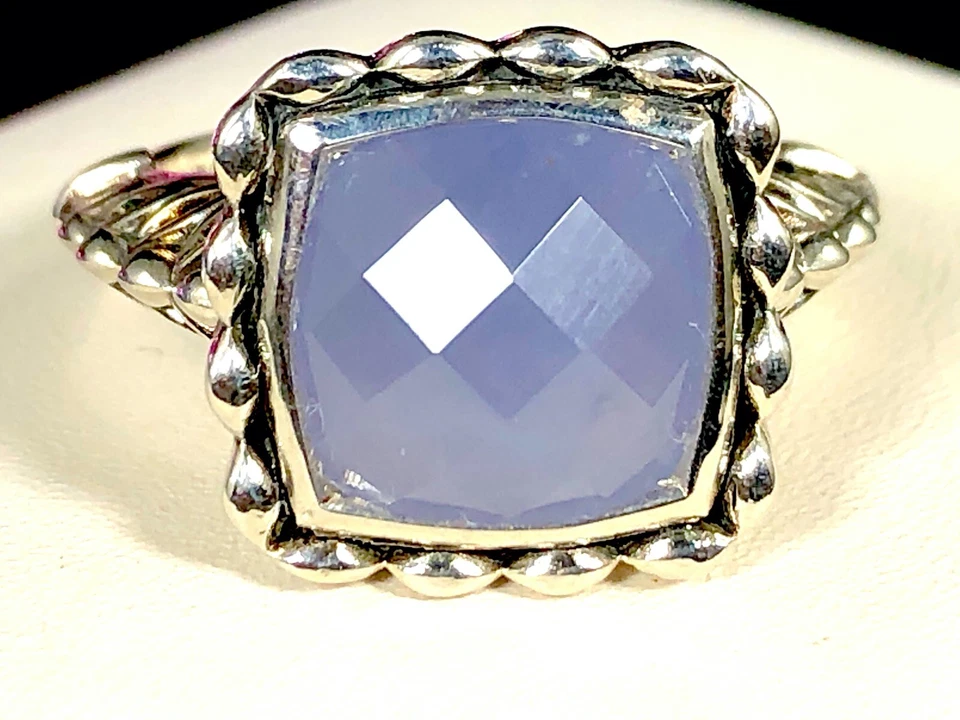 JOHN HARDY 'ANGELA' 925 STERLING SILVER CHALCEDONY STONE RING SIZE 6 Foto 4 de 4
