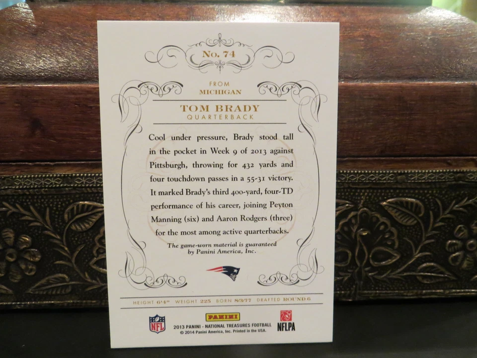 National Treasures Century Materials Jersey Patriots Tom Brady 20/49  2013 - Image 4 of 4